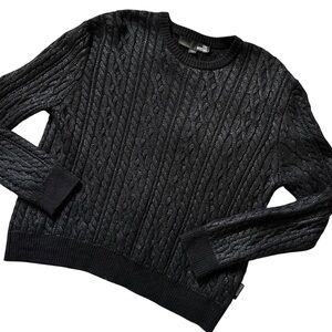 Love Moschino Black Metallic Cable knit Crew Sweater Wool Blend Large
